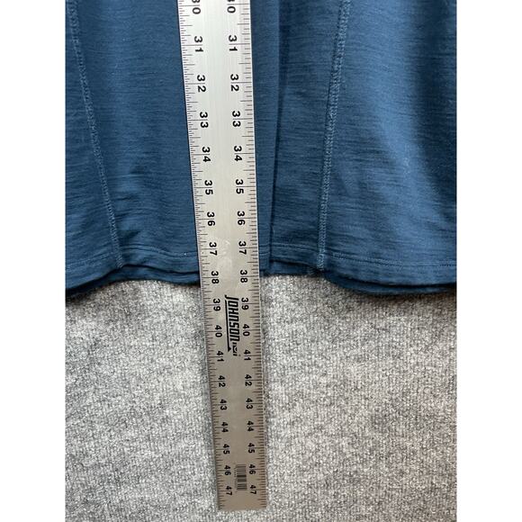 Ibex Sweater Dress Women's Large Blue Merino Wool Pockets Hooded Tunic - Picture 10 of 14